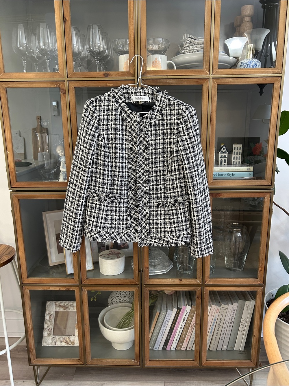 Kasper Women's Black & White Tweed Blazer Jacket